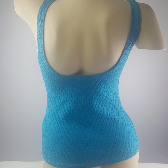 Ralph Lauren Women's Swimsuit Top Tankini Size 8 Ribbed Blue - Picture 3 of 11
